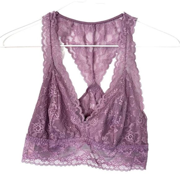 NWT Victoria's Secret Lace Scalloped Trim Racerback Bralette Purple Medium - Picture 1 of 3
